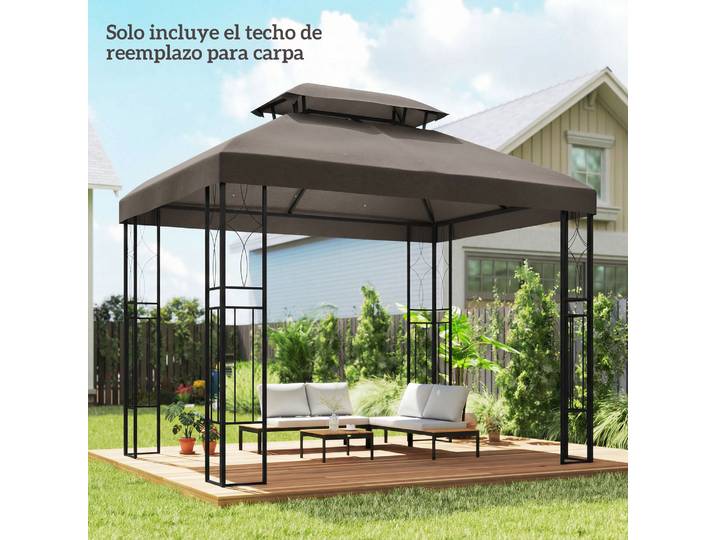 Outsunny Toile de Rechange 4x3m Marron Protection UV