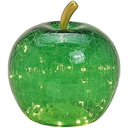 LED Dekolampe Apfel Glas 20er LED Lichterkette Timer Ø16cm grün