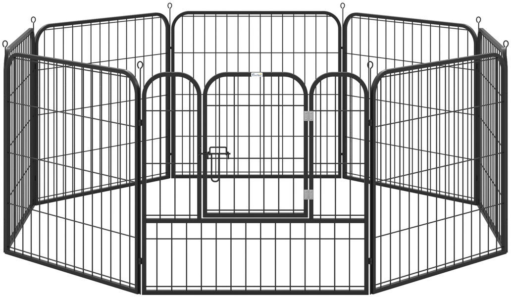 Archie & Oscar 79cm H Panel Metal Exercise Pen With Door Black Medium (20-50lbs)