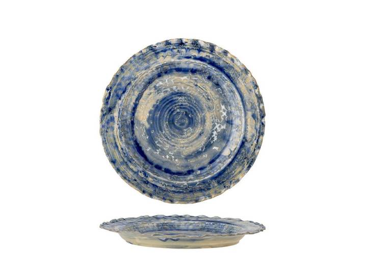 Servierplatte Aluna – aus Steingut mit reaktiver Glasur - Blau - Luxusbetten24