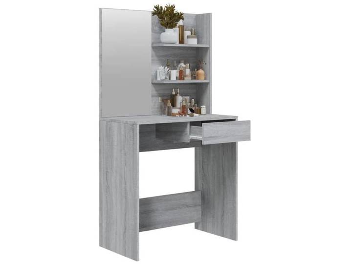 Coiffeuse avec miroir Sonoma gris 74 5x40x141 cm_2 ans garantie_22991