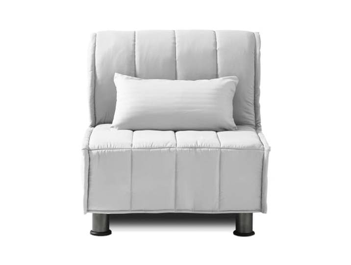 EVERGREENWEB Schlafsessel 80 cm Breit mit Matratze 80x190, Umwandelbar 1 Sitzer Schlafsofa mit Schlaffunktion, Faltbares Bett mit Abnehmbarem und Waschbarem Creme Bezug, Superweiche Kissen Evening