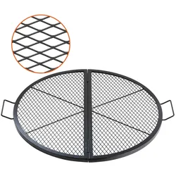 VEVOR Φ 910 x 25 mm X-Marks Feuerstellen-Grillrost, Faltbarer Runder Grillrost, Robuster Lagerfeuer-BBQ-Grillrost aus Stahl mit Griff & Stütz-X-Draht, Tragbares Camping-Kochgeschirr, Schwarz