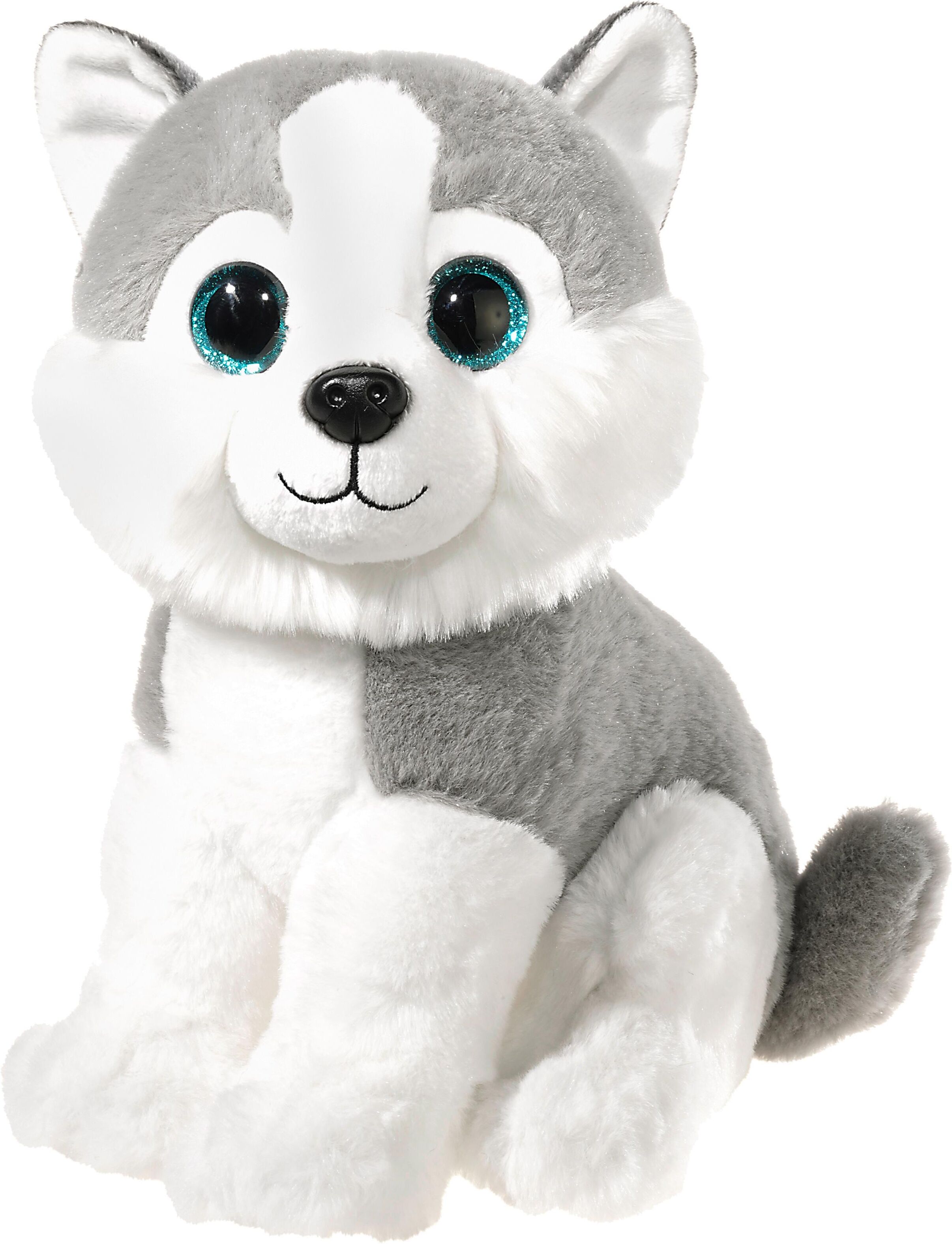 Kuscheltier HEUNEC "Mi Classico, Husky mit Glitzeraugen", grau (grau, weiß), Plüschfiguren, KinderB:15cm H:23cm L:18cm, Plüsch, Kuscheltier, B:15cm H:23cm L:18cm