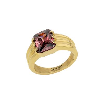 Fingerring JOOP "Schmuck, Geschenk" Gr. 60, gold (gelbgoldfarben, lila), Fingerringe, Damen, 60, Edelstahl, 3mm, Fingerring, mit Zirkonia (synth.)