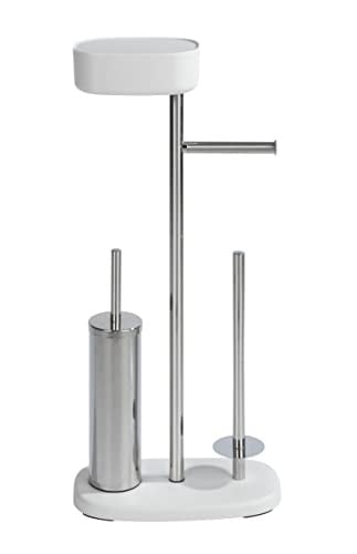 Wenko Rivazza Staande wc-set met toiletborstel en toiletrolhouder wit
