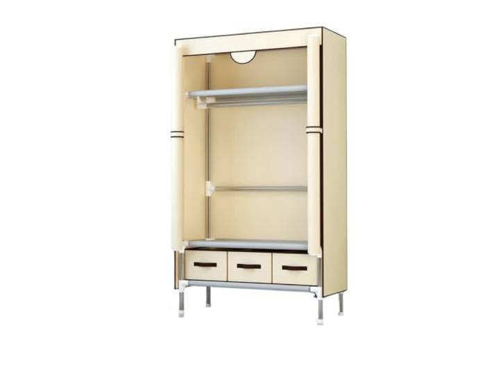 MEYTXOA Tragbarer Kleiderschrank mit DREI Schubladen Mit Rack-Aufbewahrungsorganisator aus Stoff(Color-02)