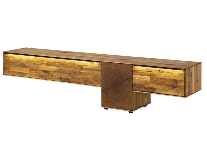 Massivmoebel24 Lowboard WIEN Wildeiche Massivholz natur (Massivholz teilmontiert 50 kg WIEN #111), Wildeiche 220x43x55 (BxTxH) natur geölt