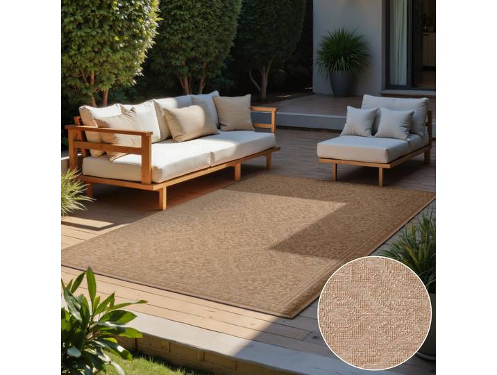 Outdoorteppich HANSE HOME Rosel Wendeteppich , weiss (jute, weiß), B:120cm H:5mm L:170cm, Polypropylen, Teppiche, Outdoorteppich, In und Outdoor, Flachgewebe, wetterfest, pflegeleicht, robust