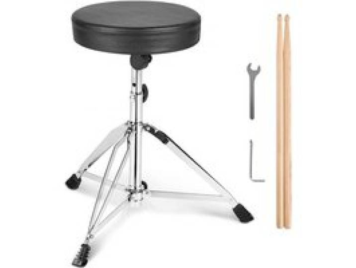 VEVOR Trône de tambour, 490-585 mm, tabouret de tambour rembourré, hauteur réglable, pieds antidérapants, baguettes 5A, capacité de charge 150 kg siège tambour de batterie pivotant 360° pour batteurs