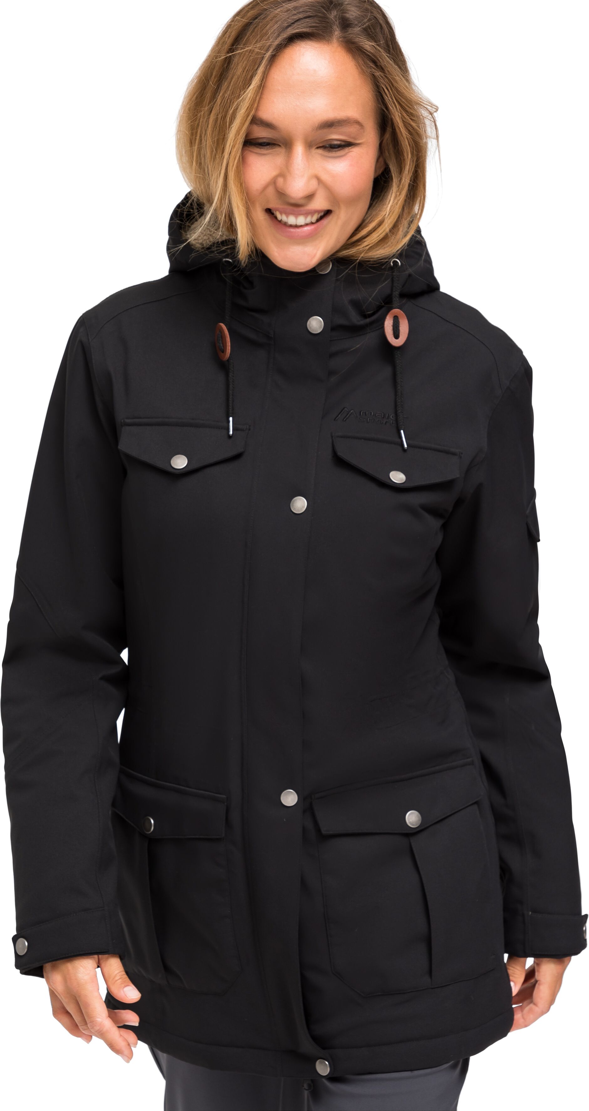 Funktionsjacke MAIER SPORTS "Nayla", Damen, Gr. 36, schwarz, 100% Polyester, Jacken Funktionsjacke, Warmer Wintermantel für kalte Tage schwarz 36