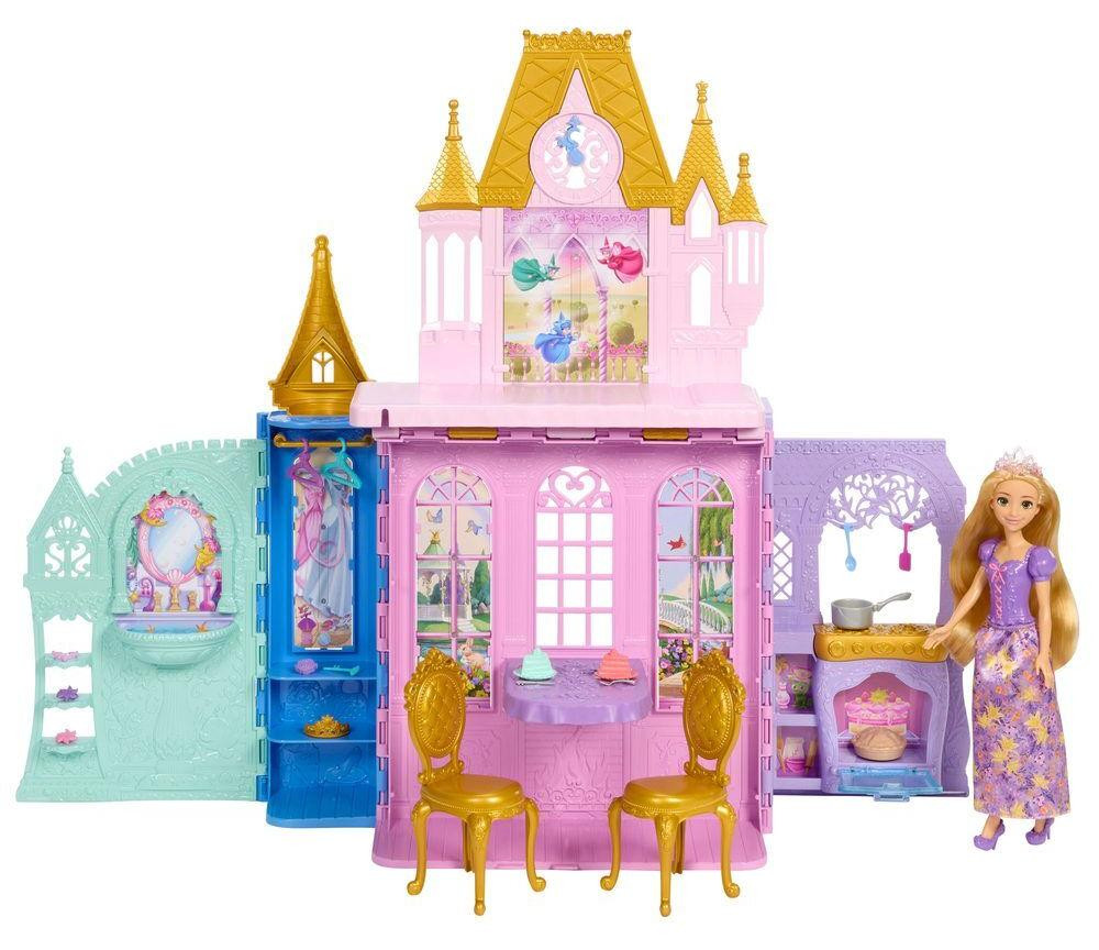 Mattel Disney Rapunzel pop met draagbaar kasteel-speelset