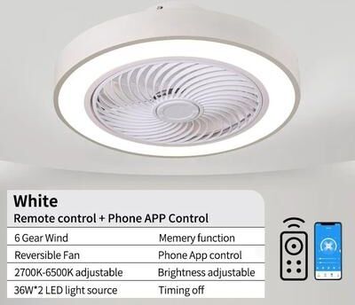 Uplift Essentials Integrated Modern Ceiling Fan & LED Light System white