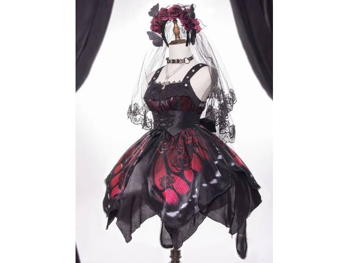 Robe papillon rose rouge pour Halloween, JSK SK par The Butterfly Effprotected , Goth