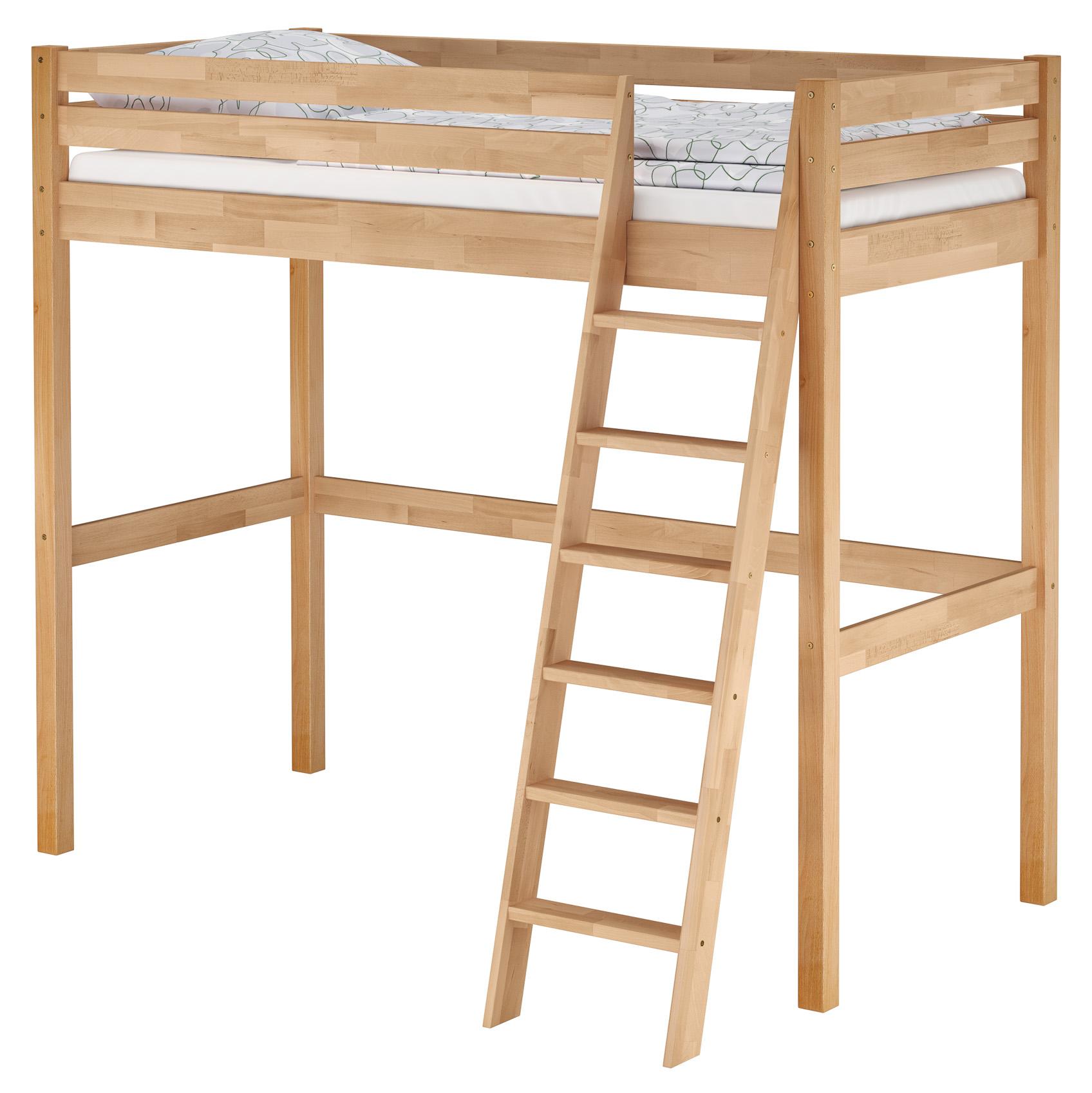 Platzsparendes Hochbett Stockbett 90x200 Buche lackiert mit wählbarem Zubehör V-60.08-09ohne Zubehör
