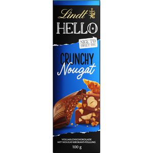 Lindt Tafelschokolade HELLO Crunchy Nougat, mit Nougat-Füllung & knusprigen Krokantstückchen, 100 g