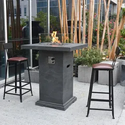 Gardenforma Gas Feuerstelle Montreal aus Faserbeton in Betonoptik, dunkelgrau Betongrau