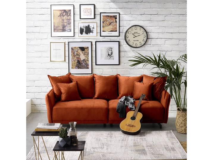 home24 XXL-bank bruin Microvezel Salvo 226 x 91 x 103cm modern