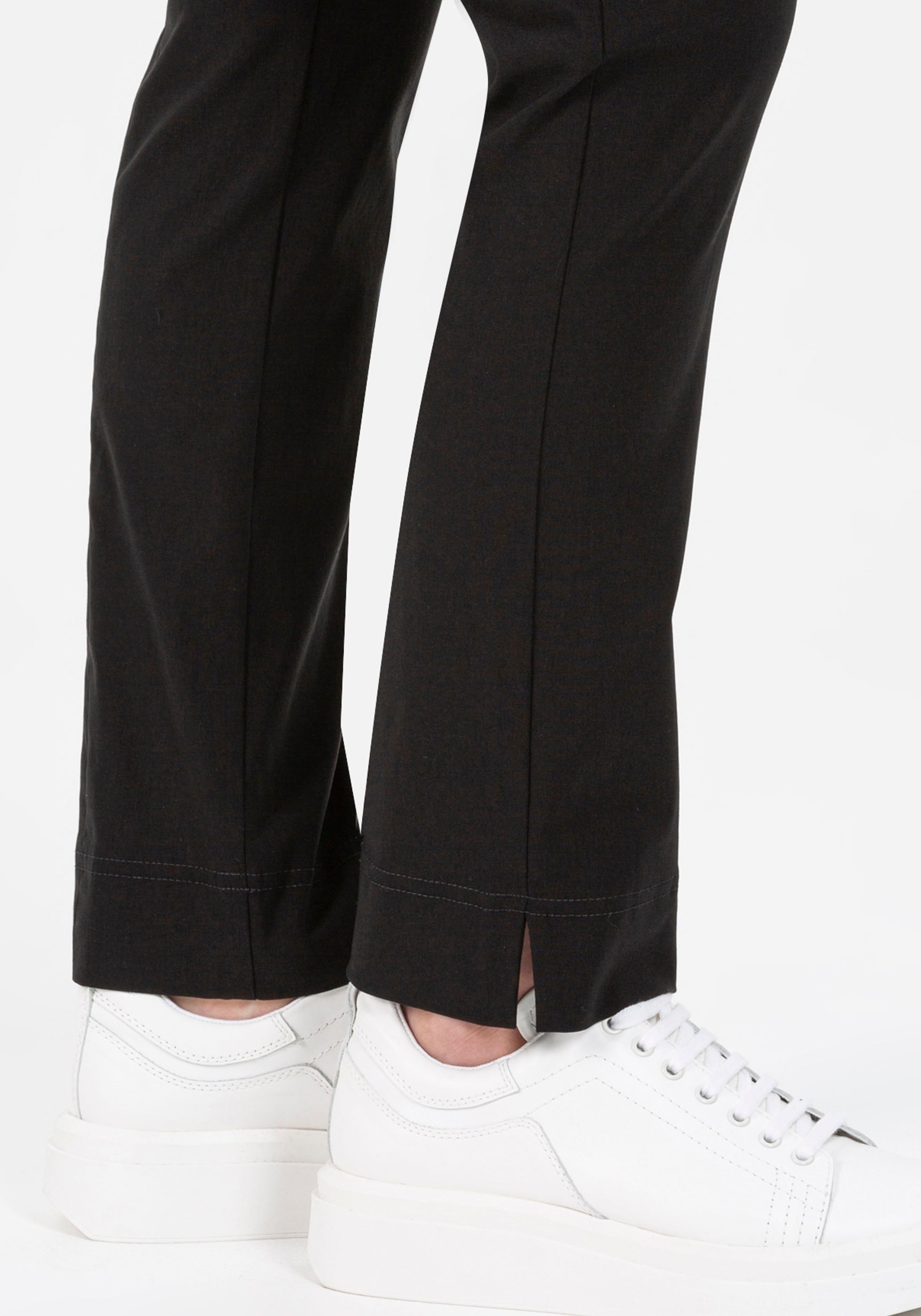 Schlupfhose STEHMANN "Ina", Damen, Gr. 52, N-Gr, schwarz, Web, Obermaterial: 76% Viskose, 21% Polyamid, 3% Elasthan, unifarben, Basic, Basic schmal knöchellang, Hosen Schlupfhose, innen wärmend angeraut schwarz 52, N-Gr