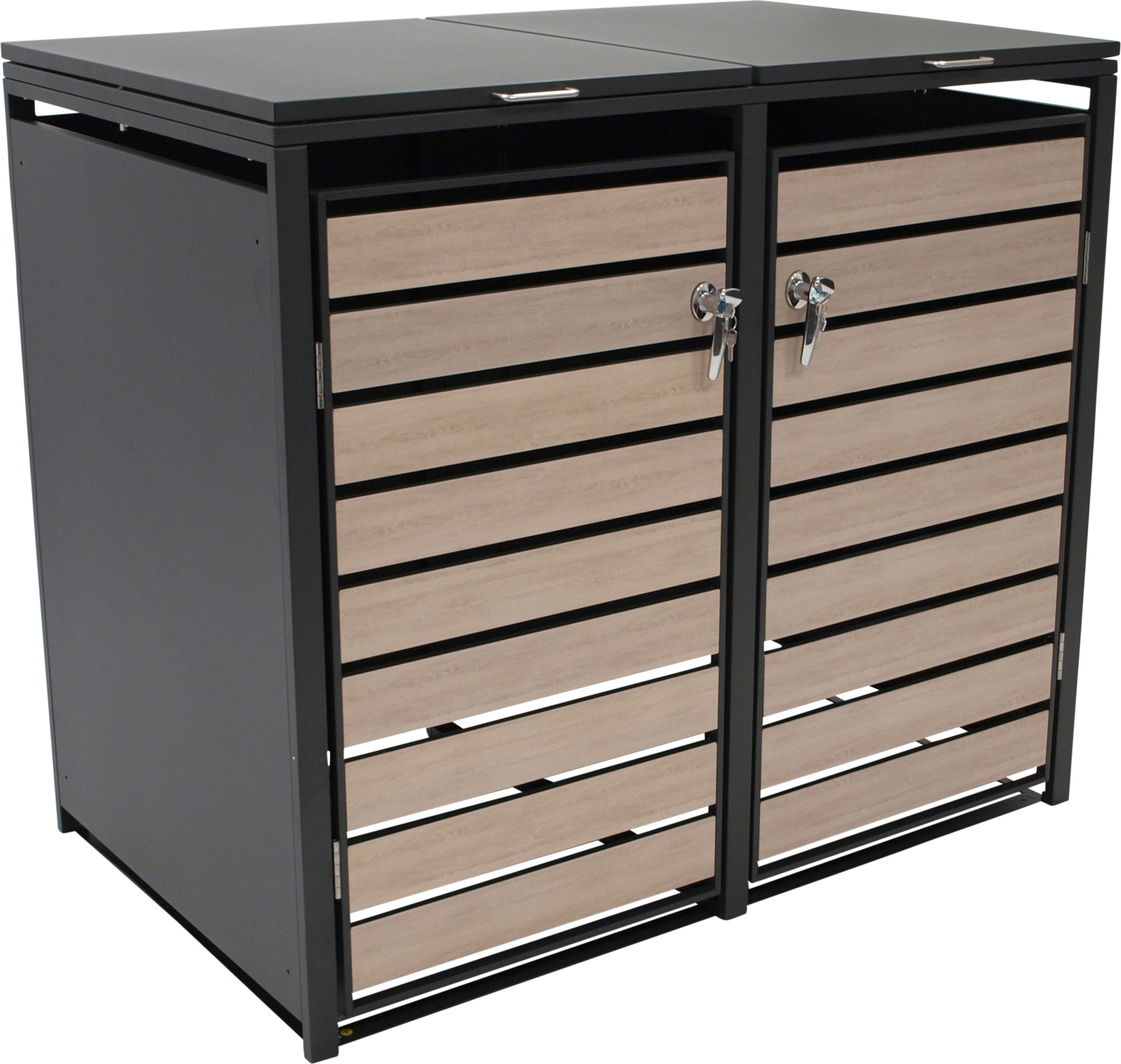 DEGAMO Mülltonnenbox 2er BERLIN 132x80x116cm für Tonnen 120 und 240 Liter, grau
