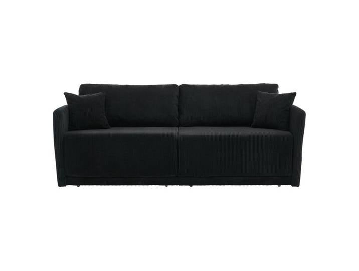 Canapé convertible canapé-lit 2 places tissu noir avec accoudoirs métal style moderne minimaliste FOLYNA