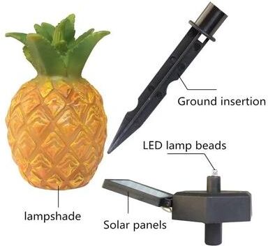 Uplifted Finds Solar Pineapple & Cactus Garden Lights   Waterproof Outdoor LED Simulation Landscape Stake Lamp pineapple