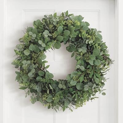"Mixed Eucalyptus Wreath - 26"" - 26"" dia. - Grandin Road"