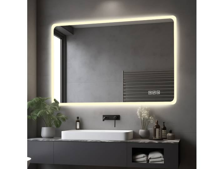 Miroir Led Salle De Bain 100x60 Cm En Verre Argenté\, Anti-buée\, Mural – Meubliv