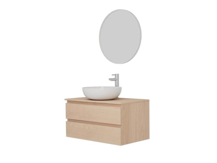 Ensemble meuble simple vasque 80 cm + vasque + robinet + miroir