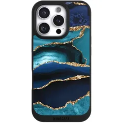 Nivocase Handyhülle für Apple iPhone 16 Pro Hülle NIVOpure Case Schwarz Glitzer Look Marmor Trends (Apple iPhone 16 Pro), Smartphone Hülle, Schwarz