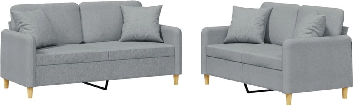 vidaXL Loungeset met kussens lichtgrijs