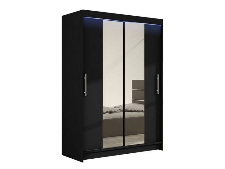 MIRJAN24 Kleiderschrank Miami II (mit Spiegel, Kleiderstange, Schiebetüren, Einlegeboden) Schiebetürenschrank, Schlafzimmerschrank
