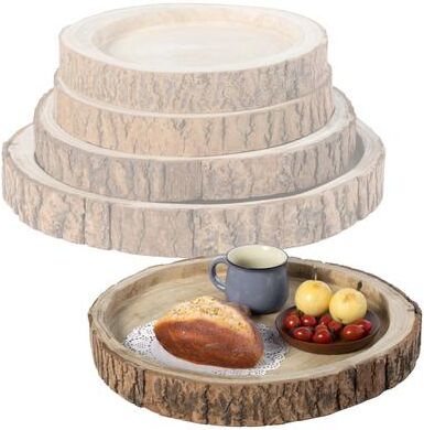 Vintiquewise Wood Tree Bark Indented Display Tray Serving Plate Platter Charger