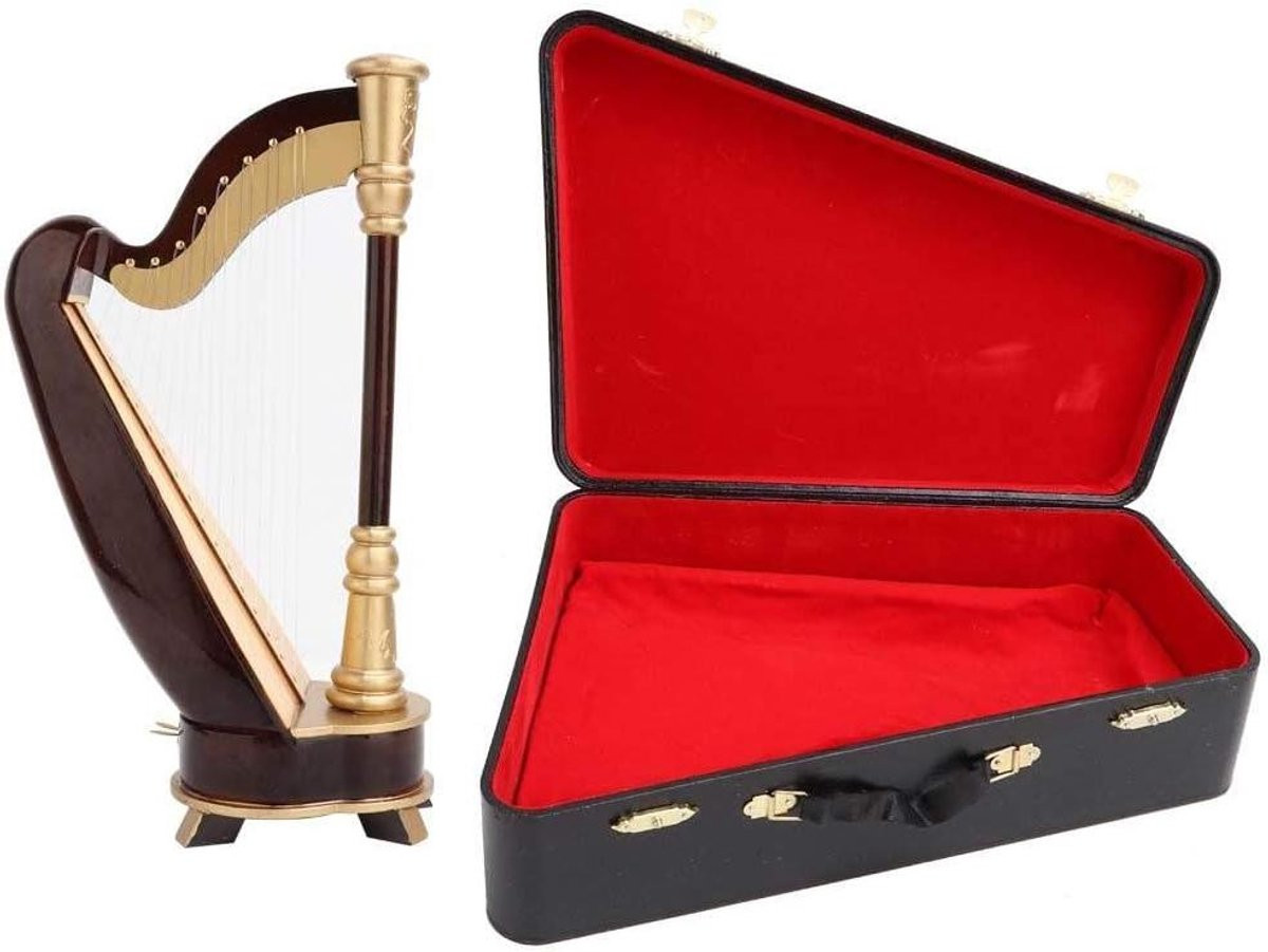 Allecto Plus Miniatuur houten harp met opbergdoos, 25 cm