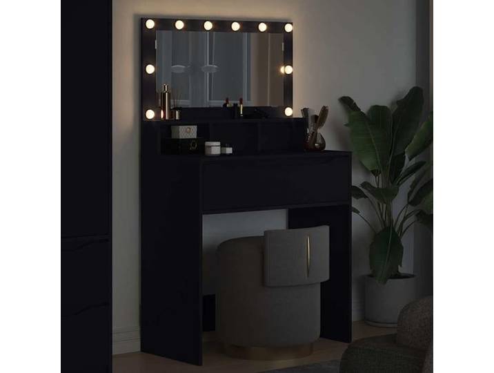Black Week  Tables de maquillage - BURKE - Meuble pour chambre - Noir 80x39 6x135 cm - CC423