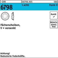 Fächerscheibe DIN 6798 FormV versenkt V 4,3 1.4310 1000 Stück