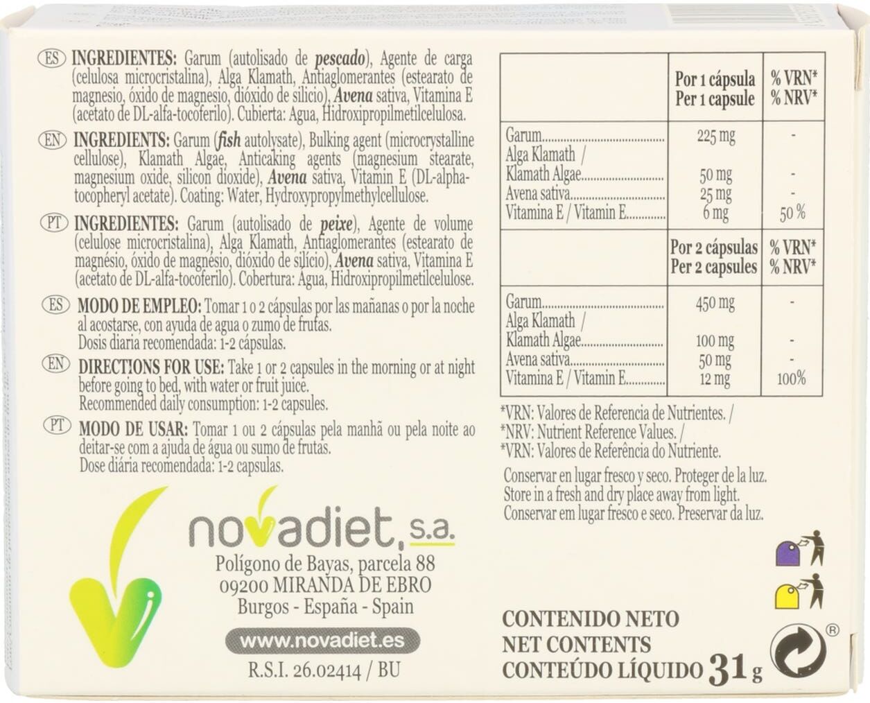 NOVADIET Vitalestres 60 cápsulas