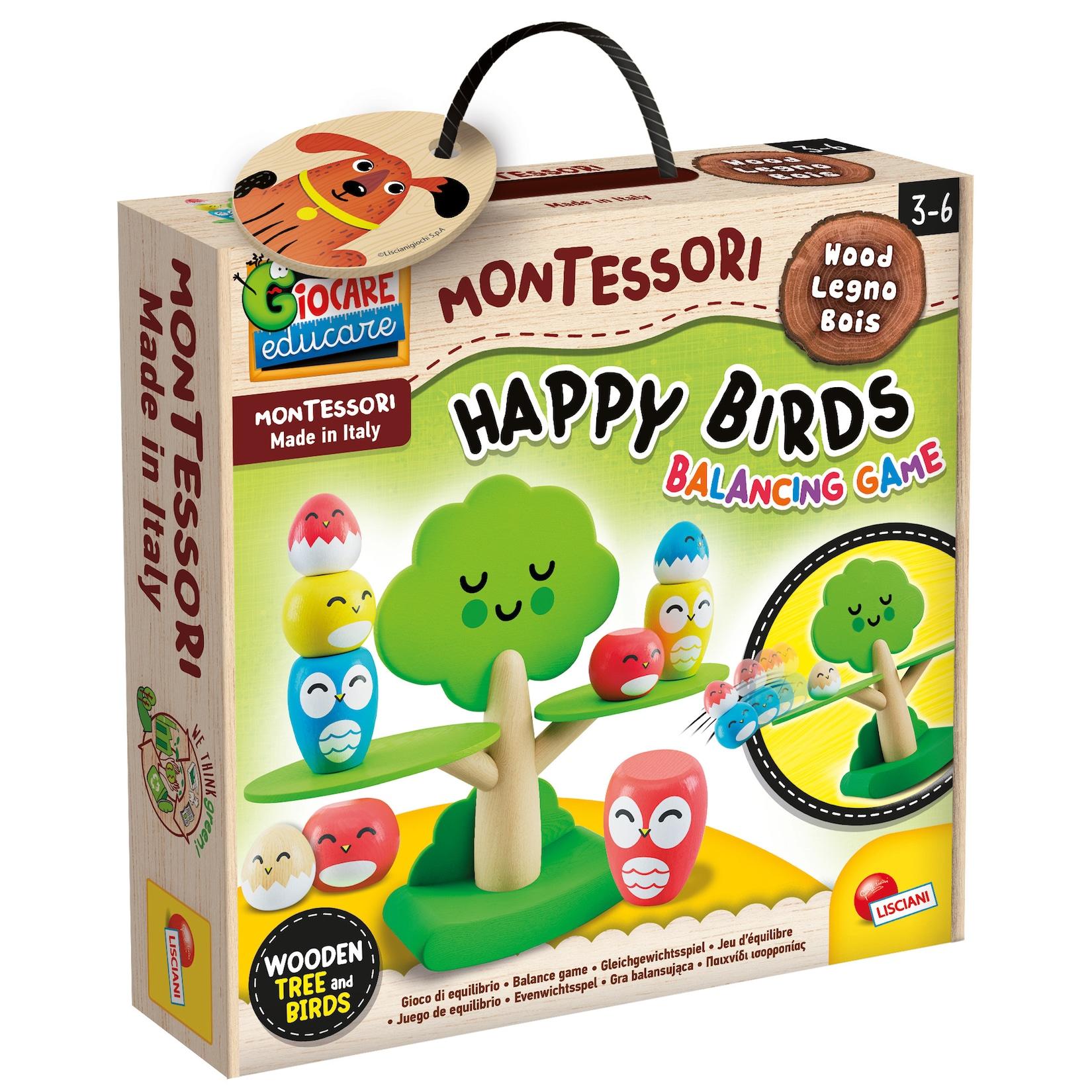 Lisciani 105397 - Geschicklichkeitsspiel - Montessori Happy Birds Gleichgewichtsspiel Balance
