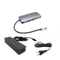 USB-C Metal Nano 4K Docking Station, Dockingstation grau, HDMI, VGA, LAN, Power Delivery, mit Ladegerät