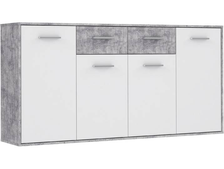 Sideboard FORTE Sideboard, verschiedene Dekore, Schubkästen , grau (betonoptik lichtgrau, weiß), B:162,3cm H:81,7cm T:34,2cm, Spanplatte, Sideboards, Sideboard