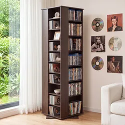 VEVOR Medienregal 475x475x1636 mm, CD-Turm, Drehbares Bücherregal mit 34 Fächern für CDs, DVDs, Bücher & Spiele-Discs, DVD-Ständer für Wohnzimmer, Homeoffice & Aufnahmeraum, Braun