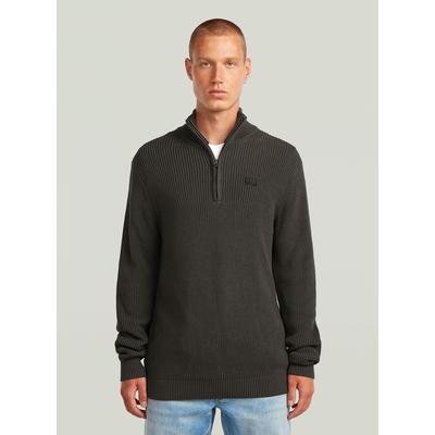Longpullover G-STAR "Pullover Half Zip Knit", Herren, Gr. XS, cloack, Strick, Obermaterial: 100% Baumwolle, Pullover Longpullover