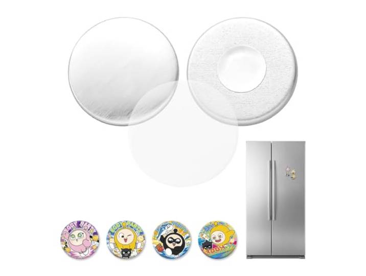 VEVOR Kit de Recharges Machine à Badges 50 Pcs Badges Magnétiques 32mm Coques en Métal\, Dos Aimantés\, Films Mylar Transparents\, Ronds de Papier Vierges\, Consommables pour DIY\, Bricolage Maison