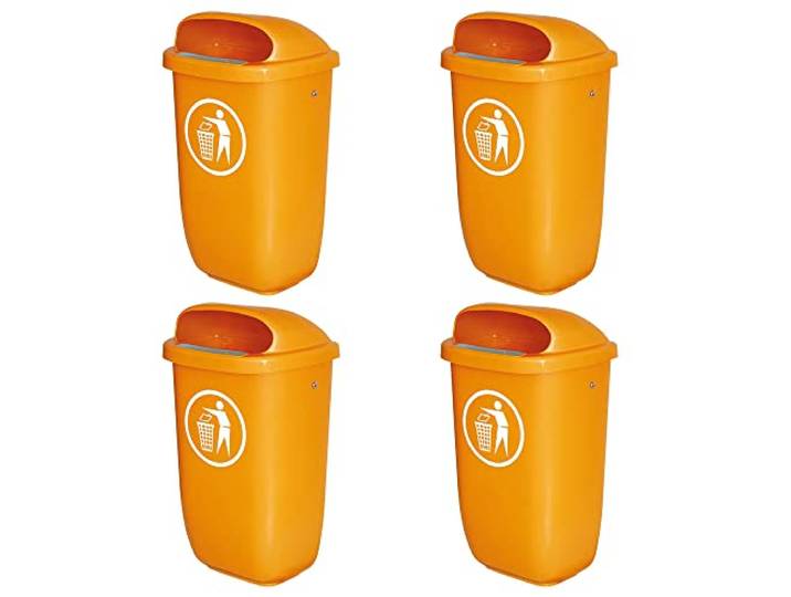 BRB 4 Abfallbehälter für den Außenbereich, 50 Liter, nach DIN 30713, Farbe: orange