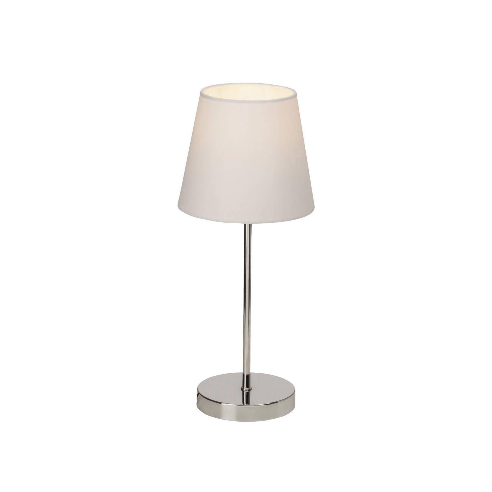 BRILLIANT Lampe Kasha Tischleuchte Touchschalter chrom/weiß 1x D45 , E14 , 40W , geeignet für Tropfenlampen (nicht enthalten) Mit An/Aus-Touchschalter