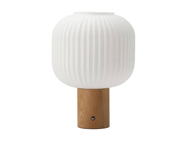 Scandi Living Lampe de table portable Fair Verre dépoli – frêne