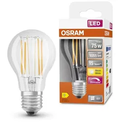 OSRAM E27 LED SUPERSTAR FILAMENT Lampe klar dimmbar Glühlampenform 7,8W = 75W warmweiße helle Wohnungsbeleuchtung