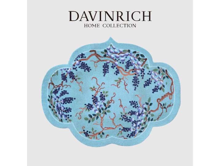 DAVINRACPC-Tapis de Porte en Forme de Nuage Porte-Bonheur Chinois, Alberoiserie, Vigne, Prairie, Chambre à Coucher, Sarcelle