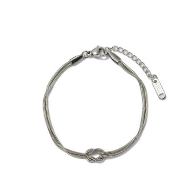 Armband "Schmuck Geschenk Edelstahl Armschmuck Armkette Knoten", silber (silberfarben), ANISTON JEWELRY & WATCHES, Armbänder, Damen, 19cm, Edelstahl, Armband, Made in Germany