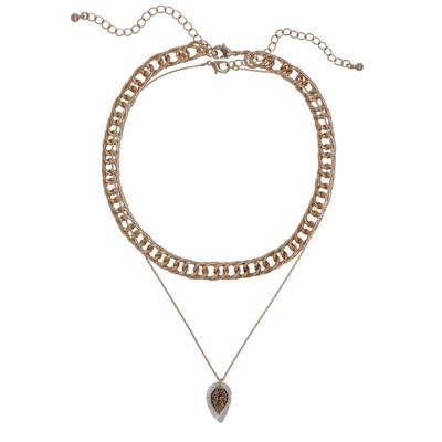 Kette mit Anhänger STEUER "Set Panzer Blatt Metall glanz gelb Muschel weiß", rosa (gelb), Halsketten, Damen, 48cm, Metall, L: 48, glänzend